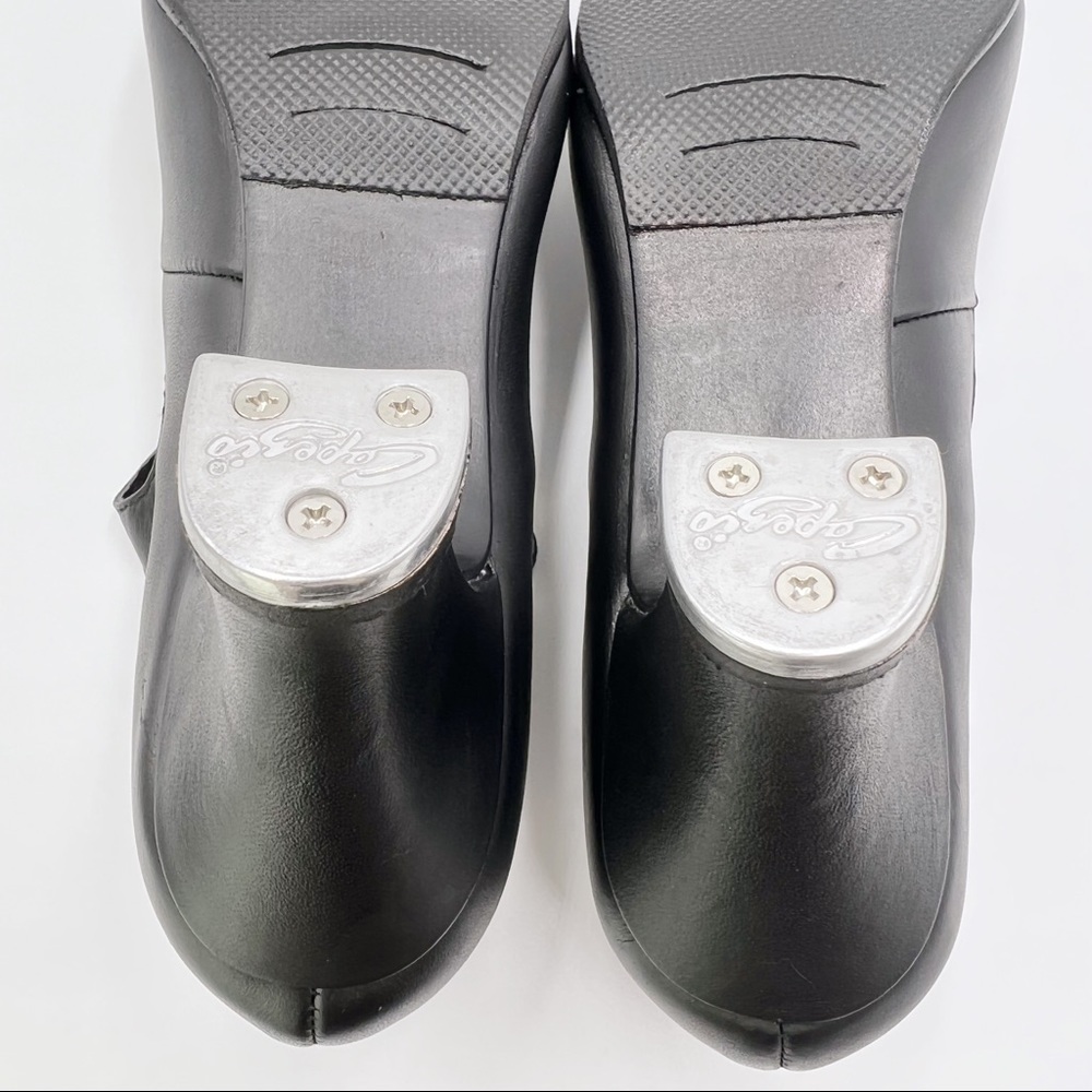 7.5W 7.5 WIDE Capezio 657 Manhattan Xtreme Black Leather Tap Dance Shoes Heels - Picture 12 of 14